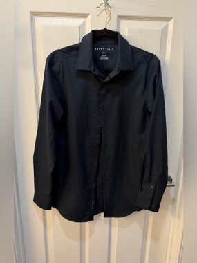 Perry Ellis Men's Navy Dress Shirt